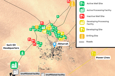 Figure 4.2.1: Overview of well and processing facility activity levels as of May 2024. Base map: Google Earth, May 2024.