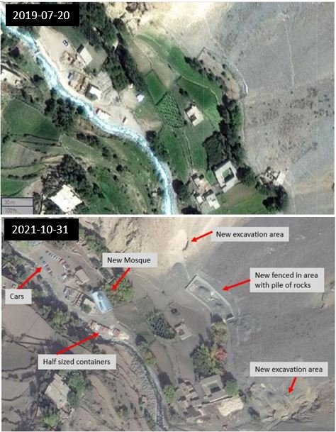 Figure 3.5: Changes in Deh Mikeni between 2019-07-20 to 2021-10-31 (35.42786, 69.80563) Maxar