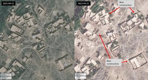 Figure 4.7: Construction and additions on buildings from 2021-09-12 to 2022-04-15 (34.95419, 70.81488) Maxar