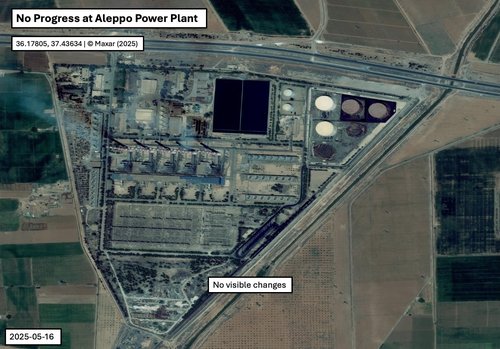 Imagery of the Aleppo Power Plant in 2025 showing no repairs