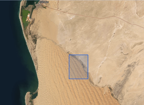 A snapshot of an ArcGIS polygon showing the extent of the delta analyzed for temporal change results.