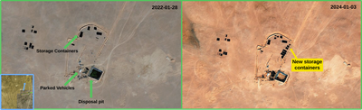 Figure 4.1.3: Active Supporting Infrastructure site connected to exploratory drilling, imagery at indicated dates. Copyright © Maxar.