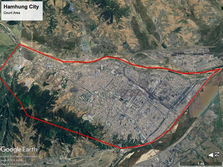 A polygon containing the count area of Hamhung