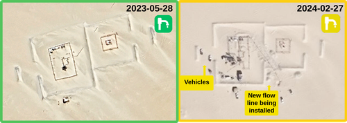 Figure 4.2.5: Developing well site in 2023 and 2024. 2023 Image from Google Earth. Copyright © Maxar 2024.