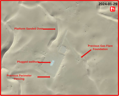 Figure 3.2.2: Infrastructure components of an inactive well site in northern El-Assel in 2024. Copyright © Maxar 2024.