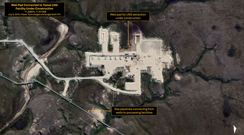 Well pads at the Yamal LNG Facility under construction
