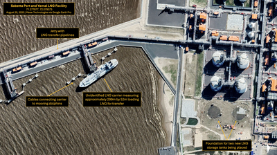 View of LNG carrier at Sabetta port