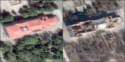 Figure 1: Satellite images of Martynov Palace of Culture, Bakhmut, Ukraine.