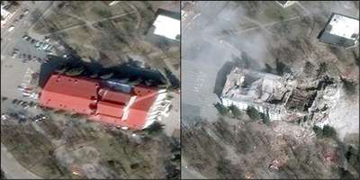 Figure 2: Satellite images of Mariupol Drama Theater, Mariupol, Ukraine.