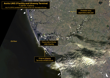 Future site of the Arctic LNG 2 facility and Utrenny Terminal, July 14, 2018