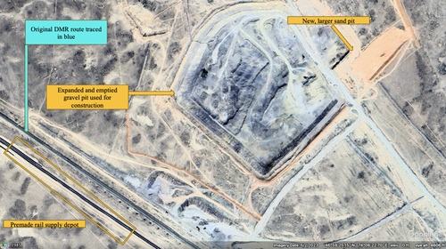 Google Earth imagery of the Sarikum logistics site taken May 2, 2023. Coordinates  46°59'12.28