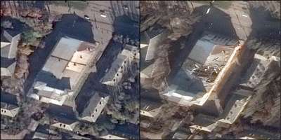 Figure 3: Satellite images of Shakhtar Cinema, Horlivka, Ukraine.
