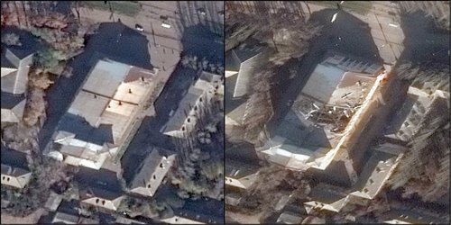 Figure 3: Satellite images of Shakhtar Cinema, Horlivka, Ukraine.