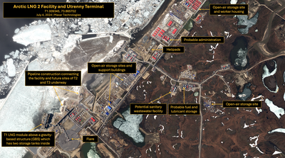 View of the Arctic LNG 2 Facility and Utrenny Terminal