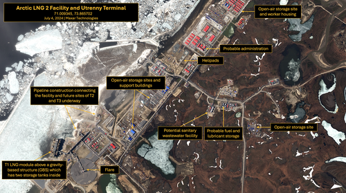 View of the Arctic LNG 2 Facility and Utrenny Terminal