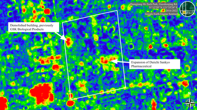 Figure 7: Sentinel imagery of the industrial park bordering Guoshoujing Road.