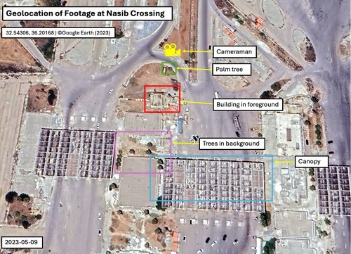 Satellite imagery showing the location of the recorded social media video