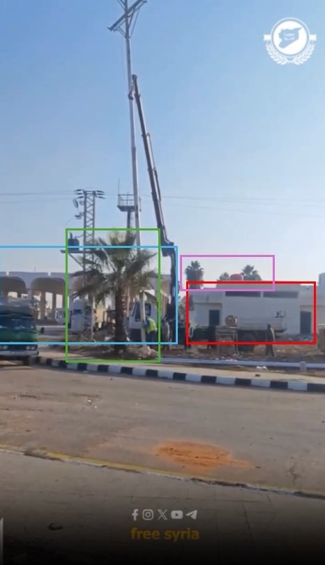 A screenshot from a social media video showing the repairs at the Nasib Border Crossing
