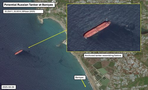 imagery showing a ship resembling the Sakina near Baniyas