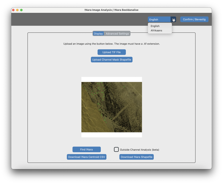 Graphical User Interface designed for upload and analysis of nara melon images