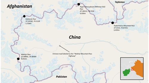 Map of the Sino-Afghan border