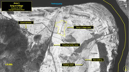 A satellite image of the Sang-ni Village area of North Korea's political prison camp (kwan-li-so) No. 18