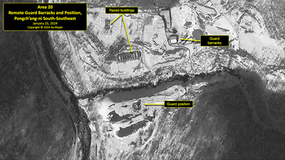 A satellite image of remote guard barracks and position south-southeast of Pongch'ang-ni in North Korea's political prison camp (kwan-li-so) No. 18