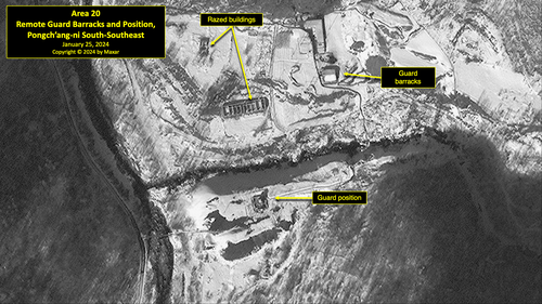 A satellite image of remote guard barracks and position south-southeast of Pongch'ang-ni in North Korea's political prison camp (kwan-li-so) No. 18