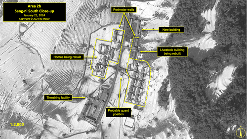 A close-up satellite image of the Sang-ni South Village area of North Korea's political prison camp (kwan-li-so) No. 18