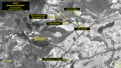 A satellite image of the Sang-ni Surface Mine in North Korea's political prison camp (kwan-li-so) No. 18
