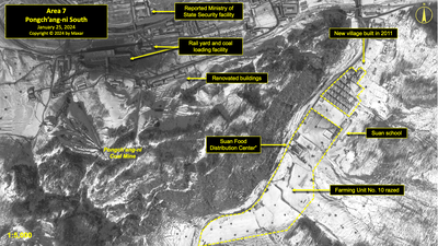 A satellite image of the Pongch'ang-ni South area of North Korea's political prison camp (kwan-li-so) No. 18