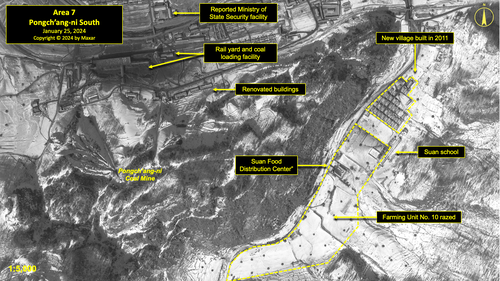 A satellite image of the Pongch'ang-ni South area of North Korea's political prison camp (kwan-li-so) No. 18