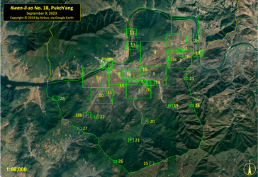 A satellite image showing the entire area of North Korea's Kwan-li-so (political prison camp) no. 18